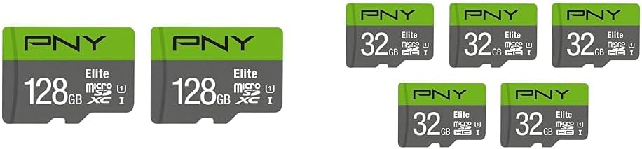 PNY 128GB Elite Class 10 U1 microSDXC Flash Memory Card - 100MB/s, Class 10, U1, Full HD, UHS-I, Micro SD (Pack of 2)