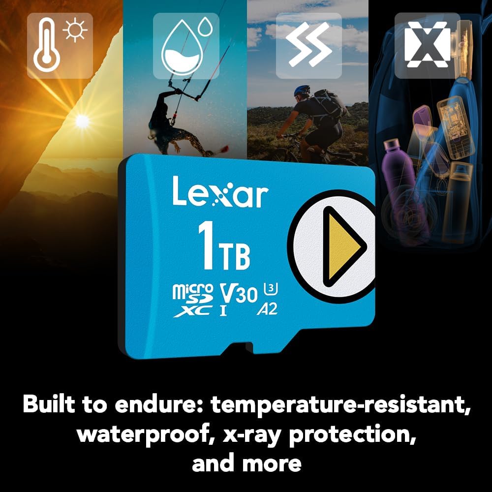 Lexar 1TB Play Blue Micro SD Card, UHS-I, C10, U3, V30, A2, 4K, Up to 160MB/s microSDXC Memory Card, Expanded Storage for Nintendo-Switch, Gaming Devices, Smartphones, Tablets (LMSPLBL001T-BNNNU)