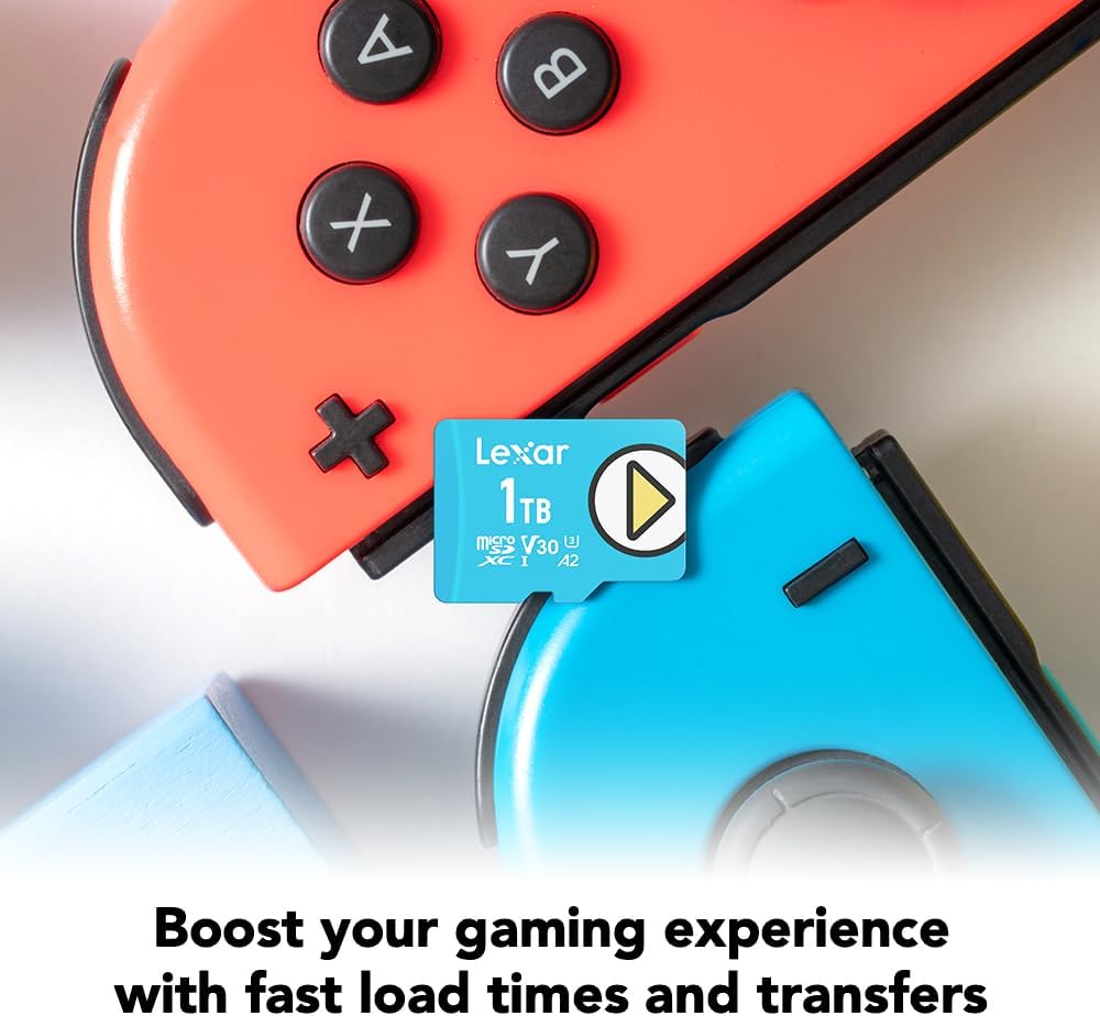 Lexar 1TB Play Blue Micro SD Card, UHS-I, C10, U3, V30, A2, 4K, Up to 160MB/s microSDXC Memory Card, Expanded Storage for Nintendo-Switch, Gaming Devices, Smartphones, Tablets (LMSPLBL001T-BNNNU)