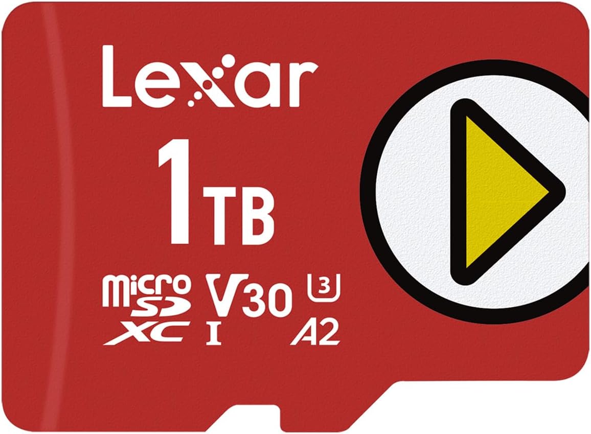 Lexar 1TB Play Blue Micro SD Card, UHS-I, C10, U3, V30, A2, 4K, Up to 160MB/s microSDXC Memory Card, Expanded Storage for Nintendo-Switch, Gaming Devices, Smartphones, Tablets (LMSPLBL001T-BNNNU)