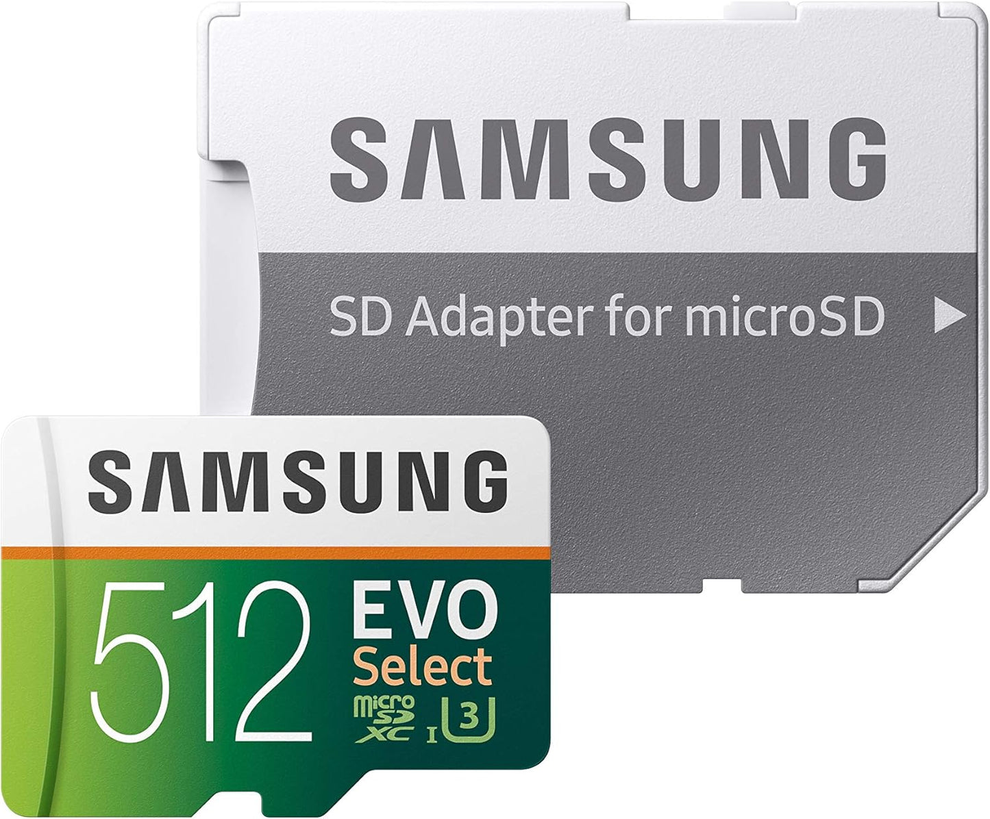 SAMSUNG EVO Select Micro SD Memory Card with Adapter, 512GB microSDXC UHS-I U3 100MB/s Full HD & 4K UHD for Photos, Videos, Music Storage, MB-ME512HA
