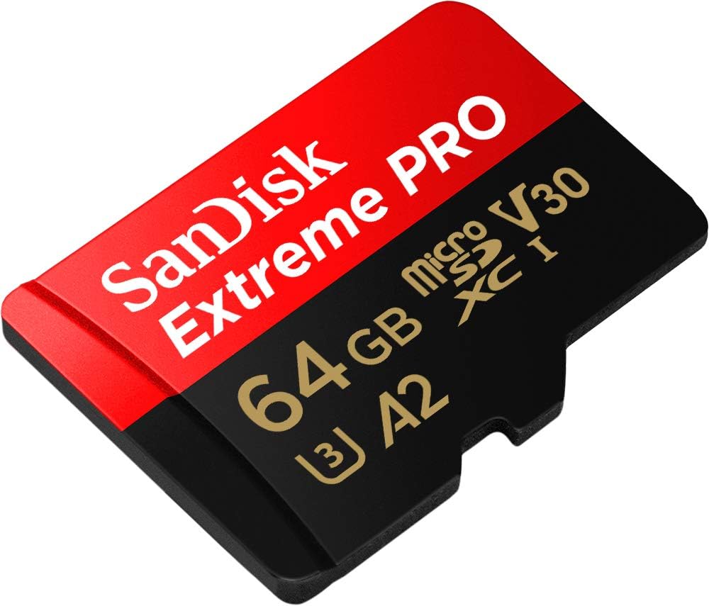 SanDisk 64GB Extreme PRO microSDXC Card + SD Adapter + RescuePro Deluxe, up to 200 MB/s, with A2 App Performance, for Smartphones, Action Cameras or Drones UHS-I Class 10 U3 V30