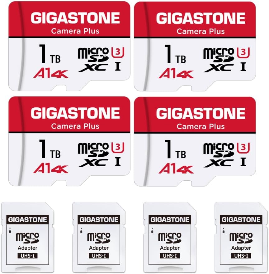 GIGASTONE 32GB Micro SD Card 5-Pack, MicroSDHC Memory Cards for Security Cameras, Wyze Cam, Roku, Full HD Video Recording, UHS-I U1 A1 Class 10, up to 90MB/s, with Adapter