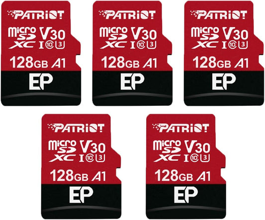 Patriot Memory 128GB A1 / V30 Micro SD Card for Android Phones and Tablets, 4K Video Recording - 5 Pack, Lot of 5
