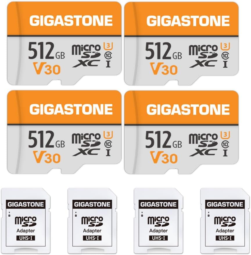 GIGASTONE 128GB 2-Pack Micro SD Card, 4K Video Pro, Compatible with GoPro, Security Camera, Dash cam, Drone, 95MB/s MicroSDXC Memory Card UHS-I V30 Class 10, with 2 SD Adapter