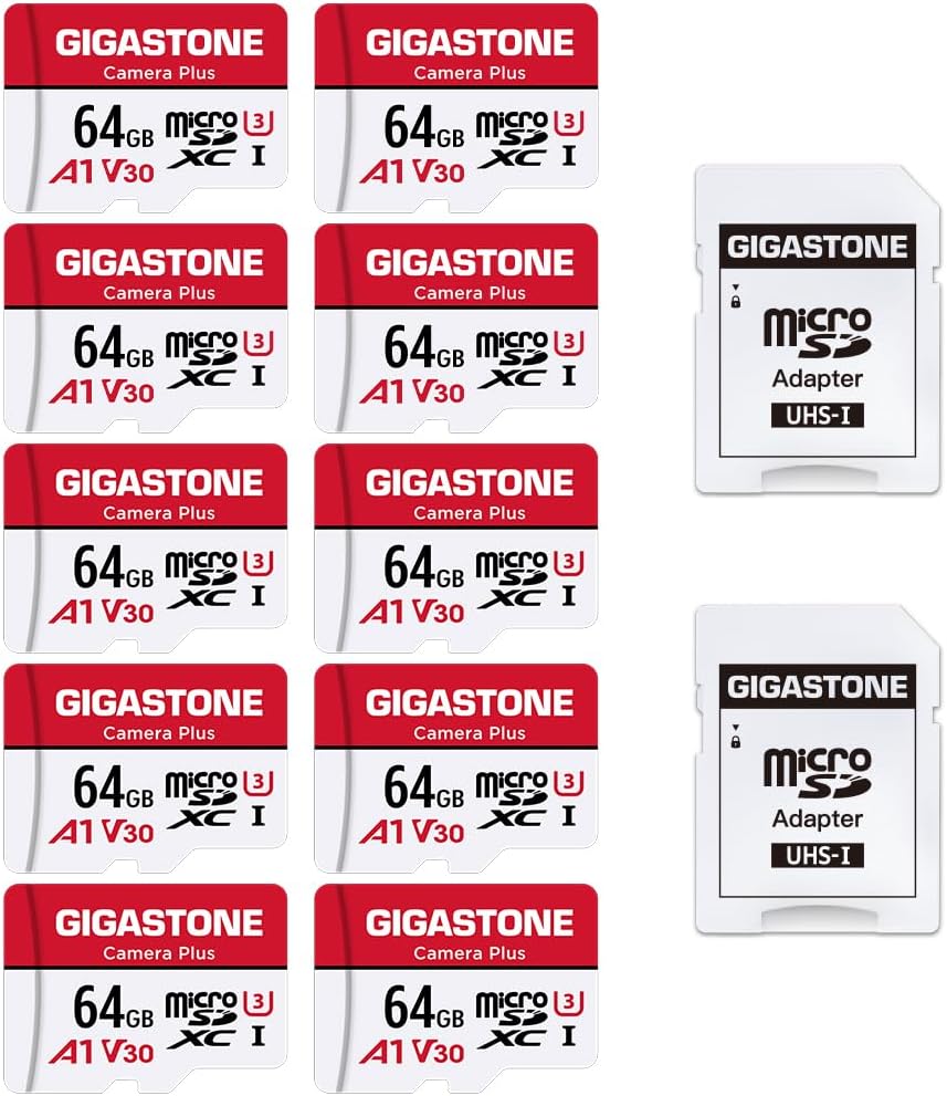 GIGASTONE 32GB Micro SD Card 5-Pack, MicroSDHC Memory Cards for Security Cameras, Wyze Cam, Roku, Full HD Video Recording, UHS-I U1 A1 Class 10, up to 90MB/s, with Adapter