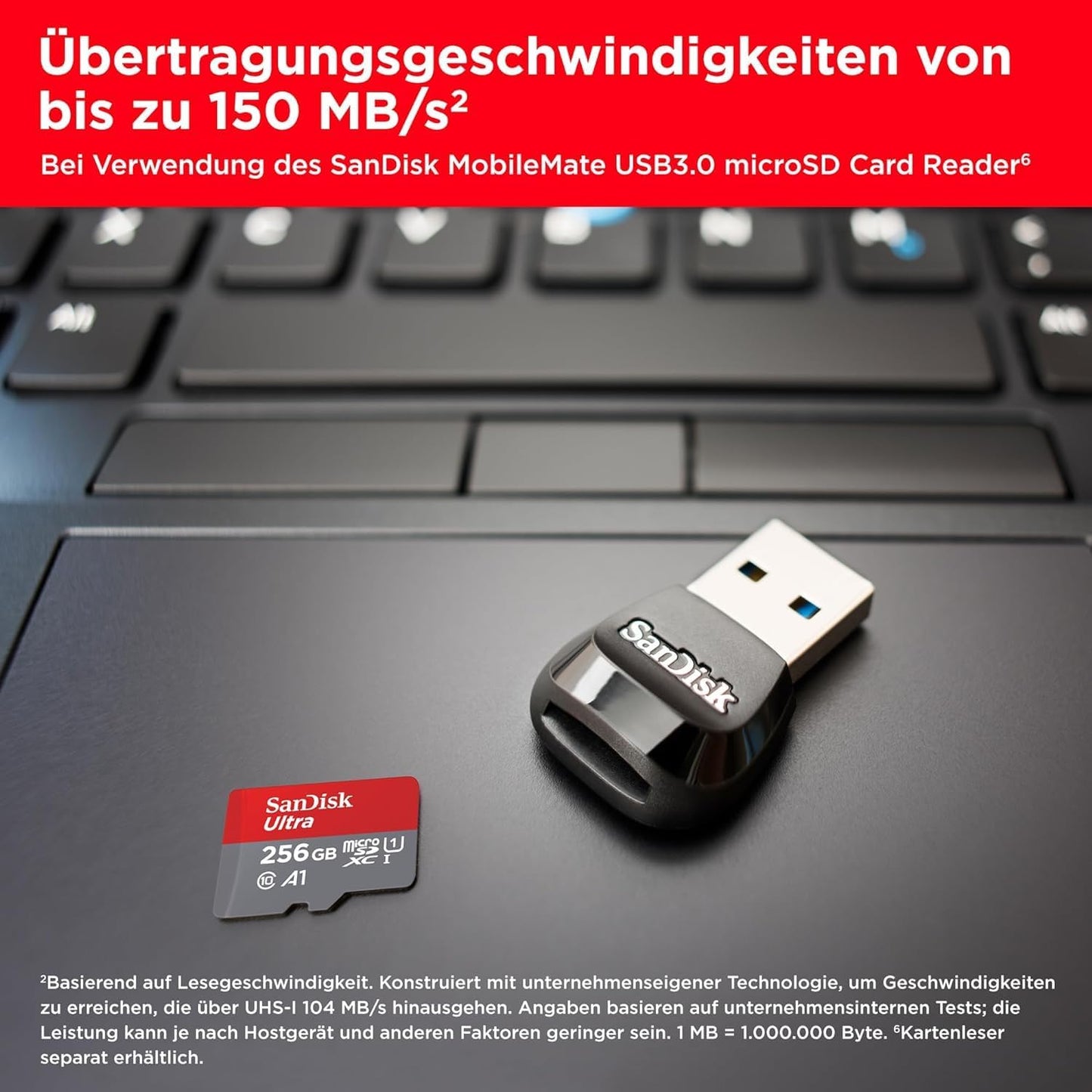 SanDisk 256GB Ultra microSDXC UHS-I Memory Card with Adapter - Up to 150MB/s, C10, U1, Full HD, A1, MicroSD Card - SDSQUAC-256G-GN6MA [New Version]