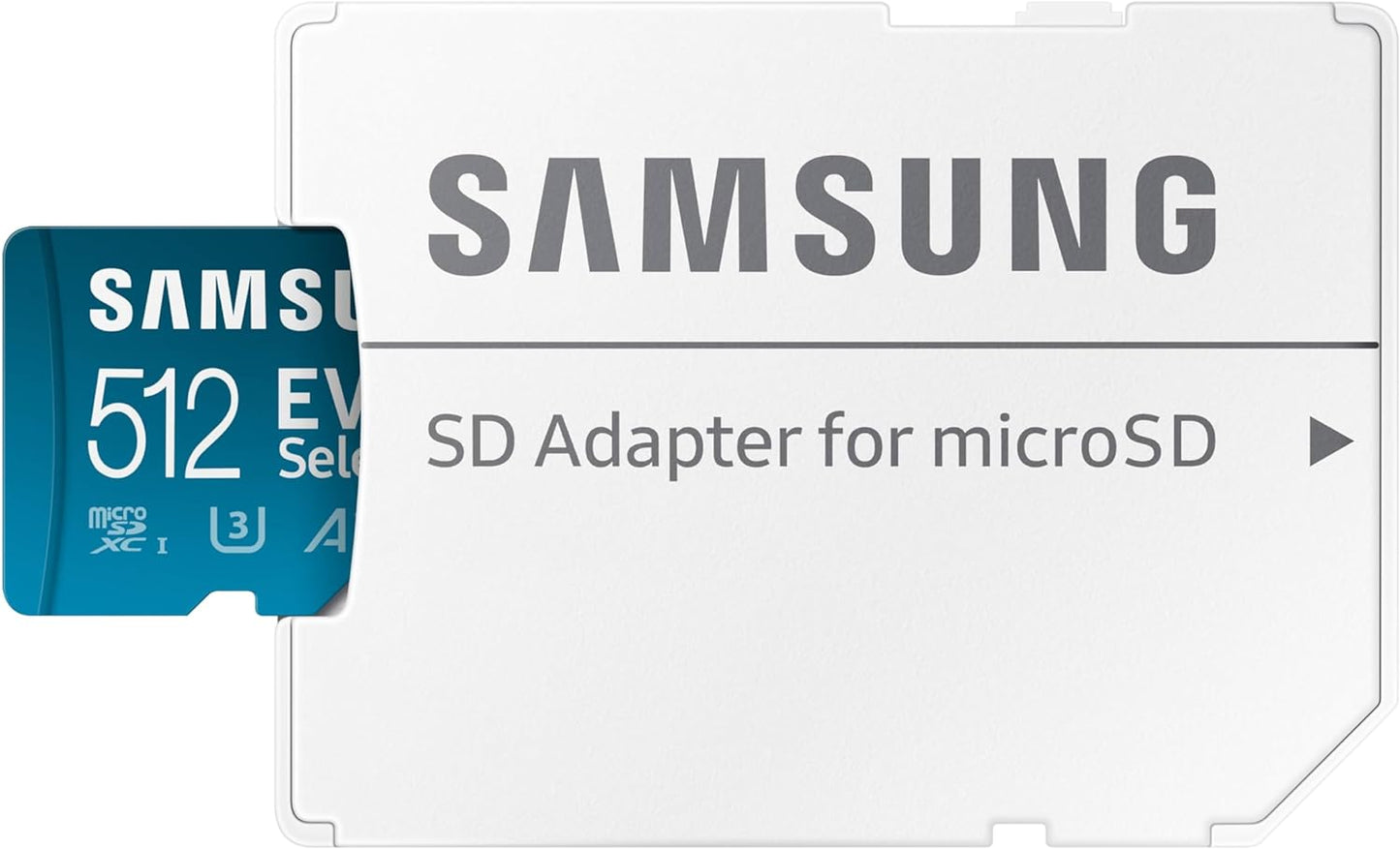 SAMSUNG EVO Select microSDMemory Card + Adapter, 512GB microSDXC, Up-to 160 MB/s, 4K UHD, UHS-I, C10, U3, V30, A2, for Mobile Phone, Smartphones, Nintendo-Switch, and Tablets (MB-ME512SA/AM)